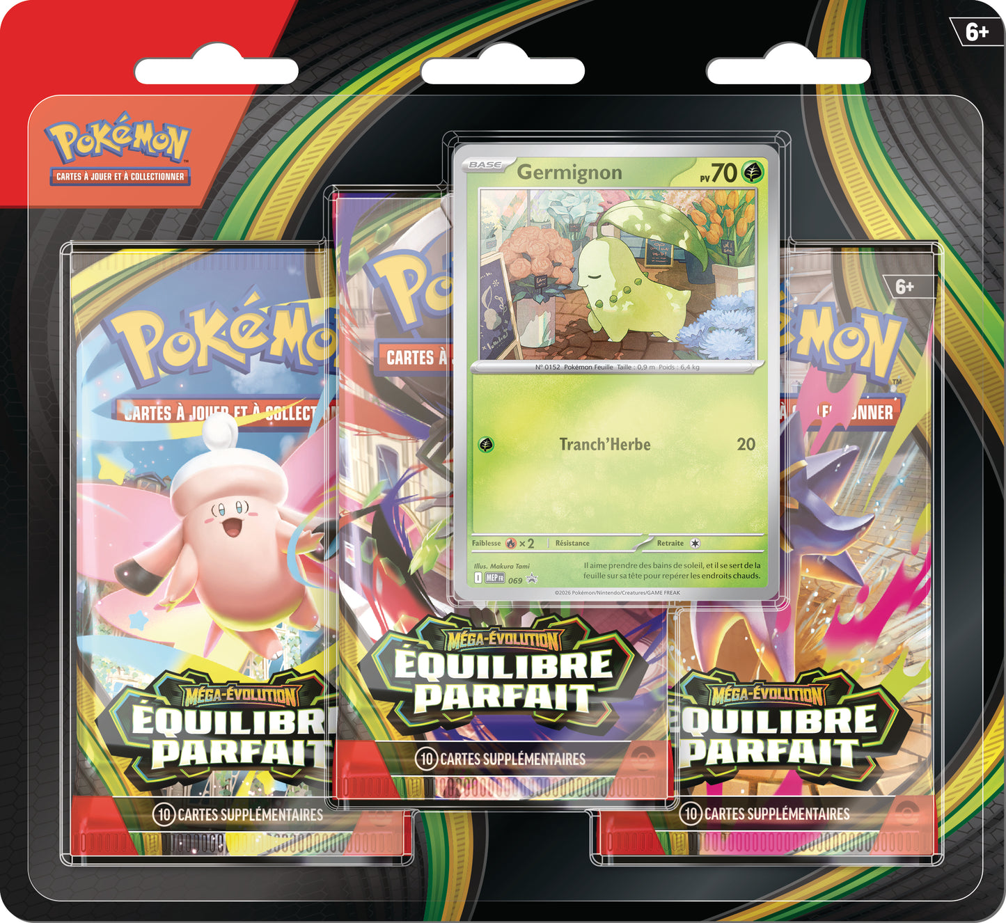 POKÉMON JCC - PACK DE 3 BOOSTERS SOUS BLISTER MÉGA-ÉVOLUTION - ME03 ÉQUILIBRE PARFAIT GERMIGNON (1 BLISTER ALÉATOIRE) - FR Hoshi TCG
